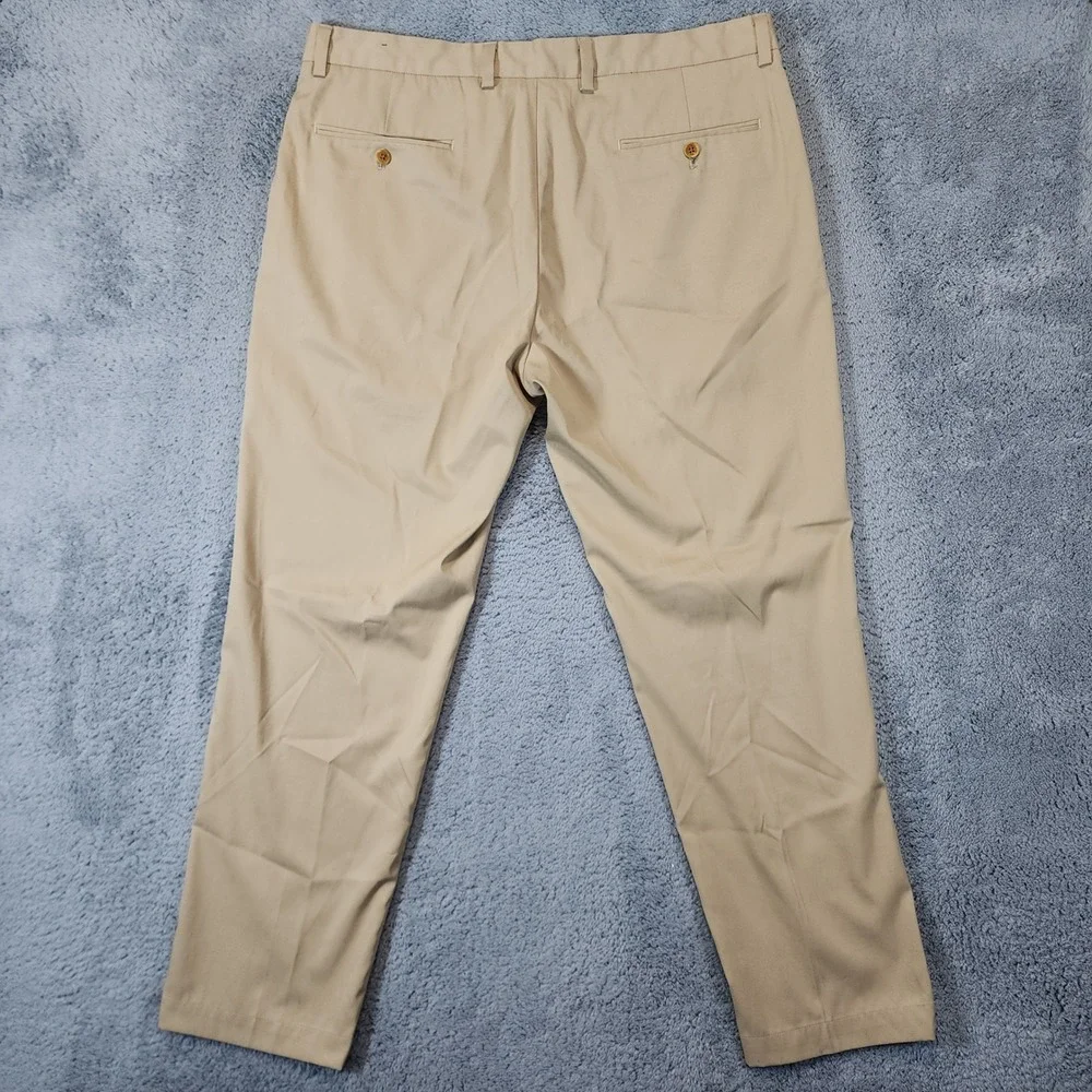 Brooks Brothers Performance Pants Men 38x30 Khaki Polyester Straight Fit Stretch
